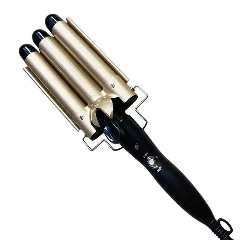 Electric Curling Iron — LCD Hair Styling Egg Roll Bar, Three-Barrel Water Ripple Waver