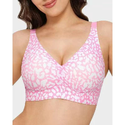 Seamless Wire-Free Full Cup Bra, Pink Leopard Print