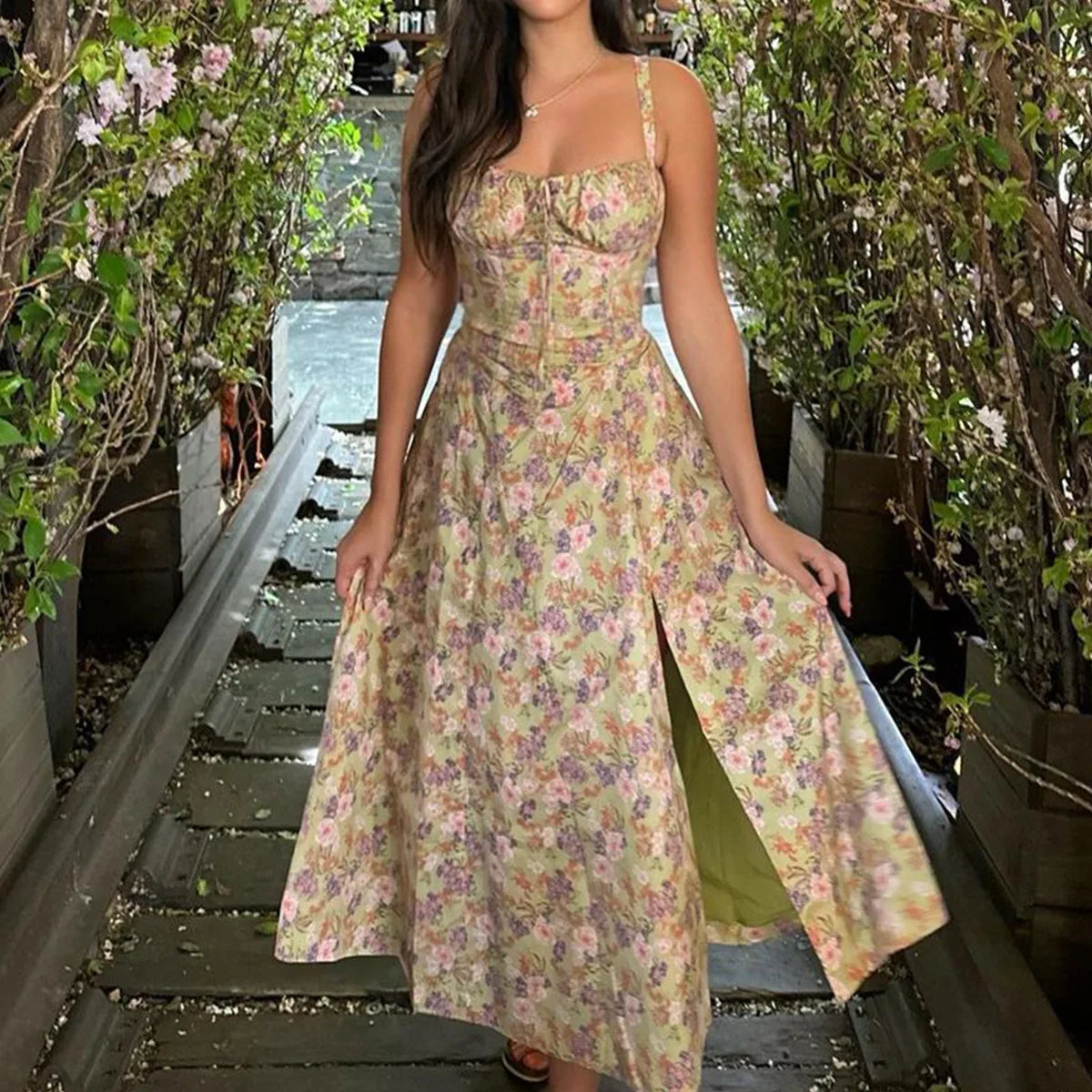 PRINT BUSTIER SUNDRESS