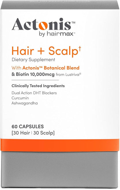 Actonis by Hairmax hair and scalp dietary supplement packaging on a white background