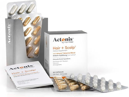 Actonis hair and scalp supplement packaging on a white background