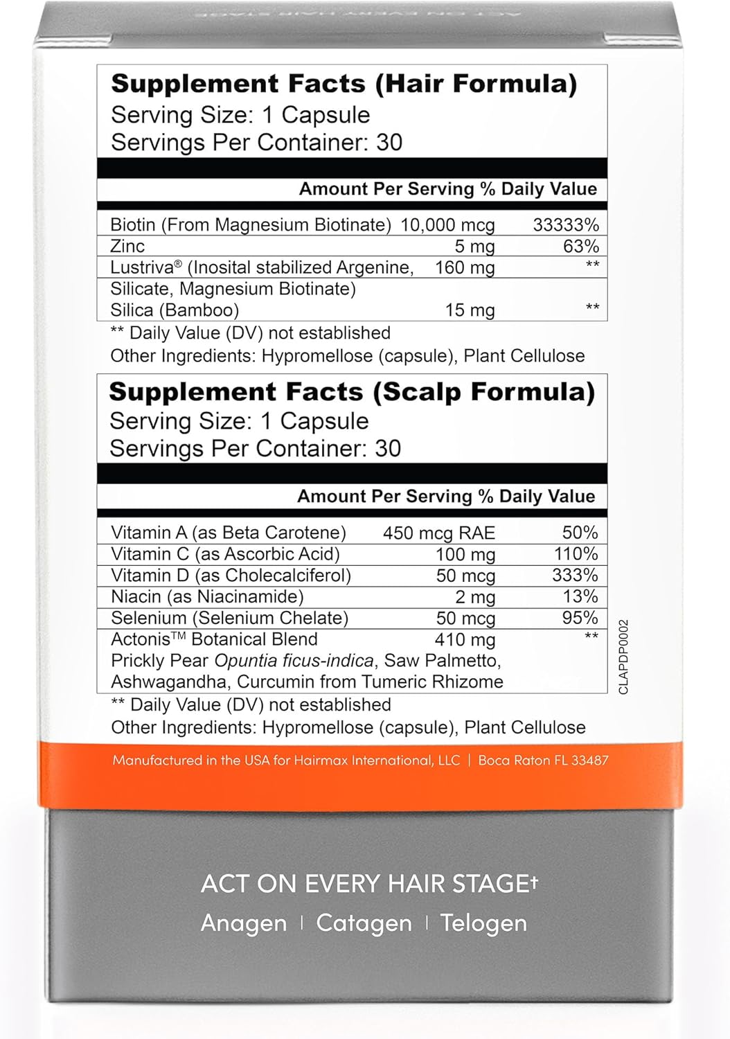 HairMax Actonis Supplement - Hair & Scalp (60-ct blister pack)