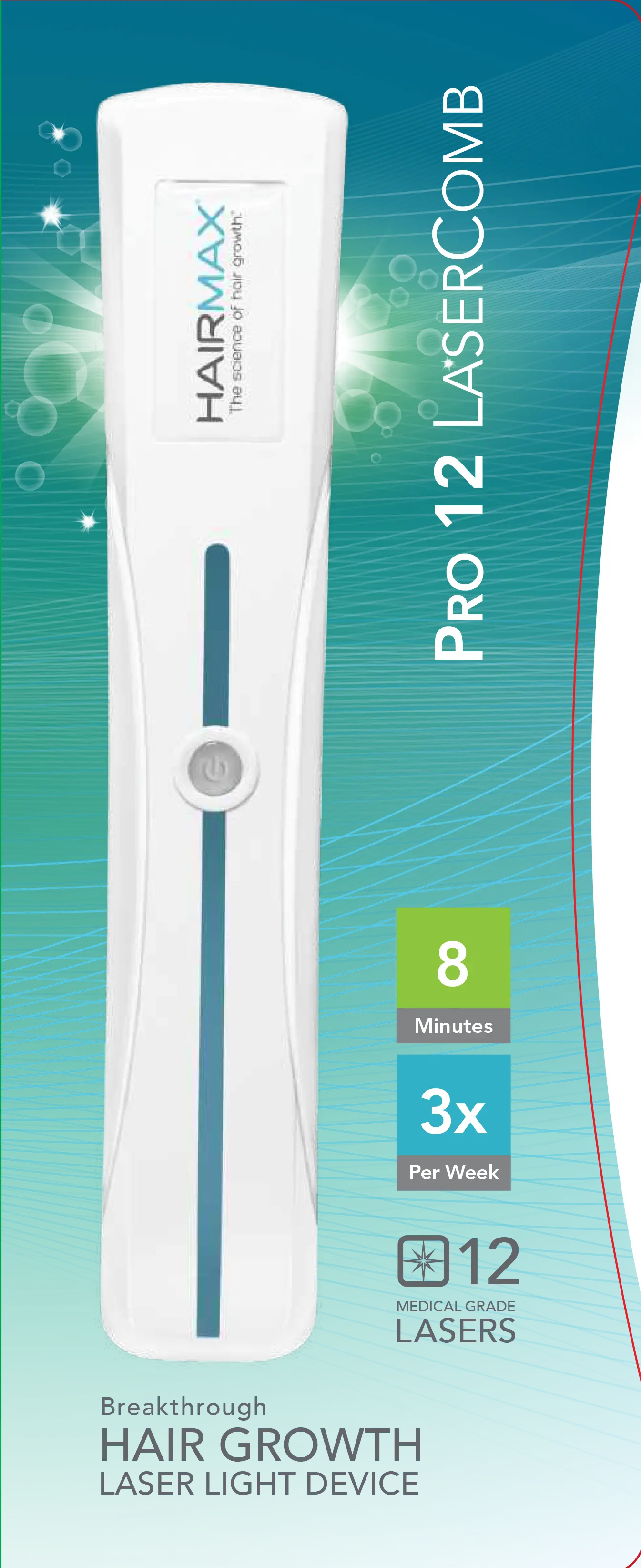 Hairmax Pro 12 LaserComb | Laser Hair Growth Device | 12 Medical-Grade Lasers