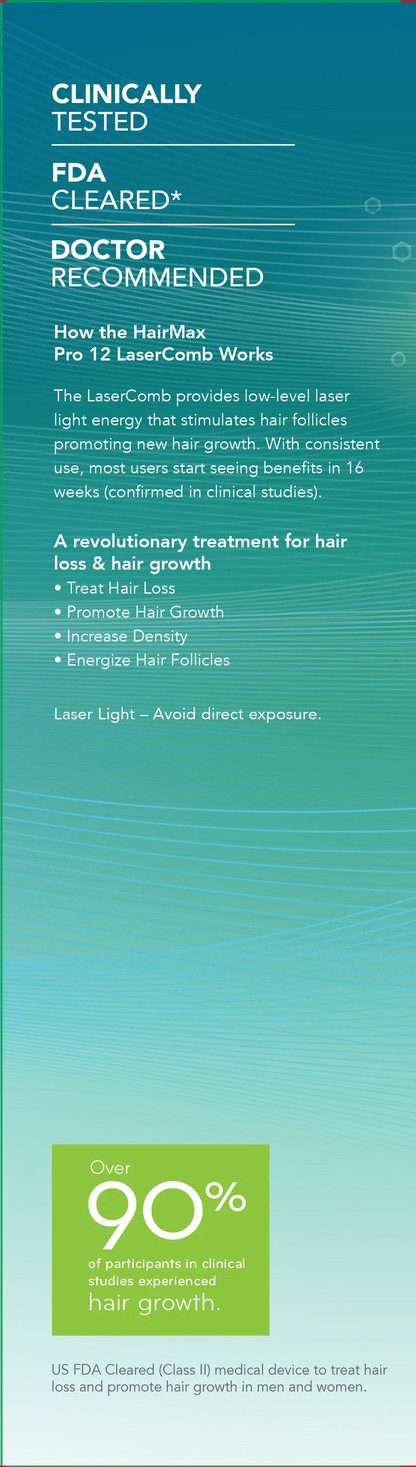 Hairmax Pro 12 LaserComb | Laser Hair Growth Device | 12 Medical-Grade Lasers