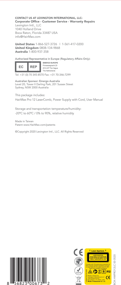 Hairmax Pro 12 LaserComb | Laser Hair Growth Device | 12 Medical-Grade Lasers