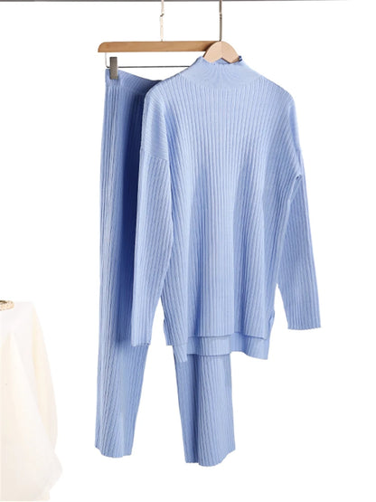 2 Pieces Women Sets Knitted Tracksuit