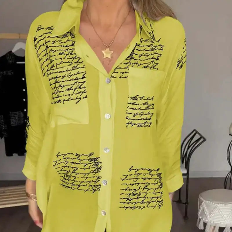 Letter Print Fashion Lapel Shirt