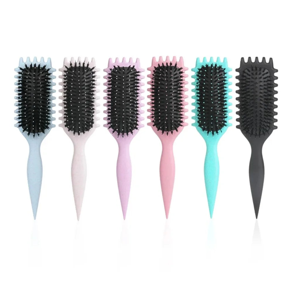 Anti-static detangling brush flexible bristle detail
