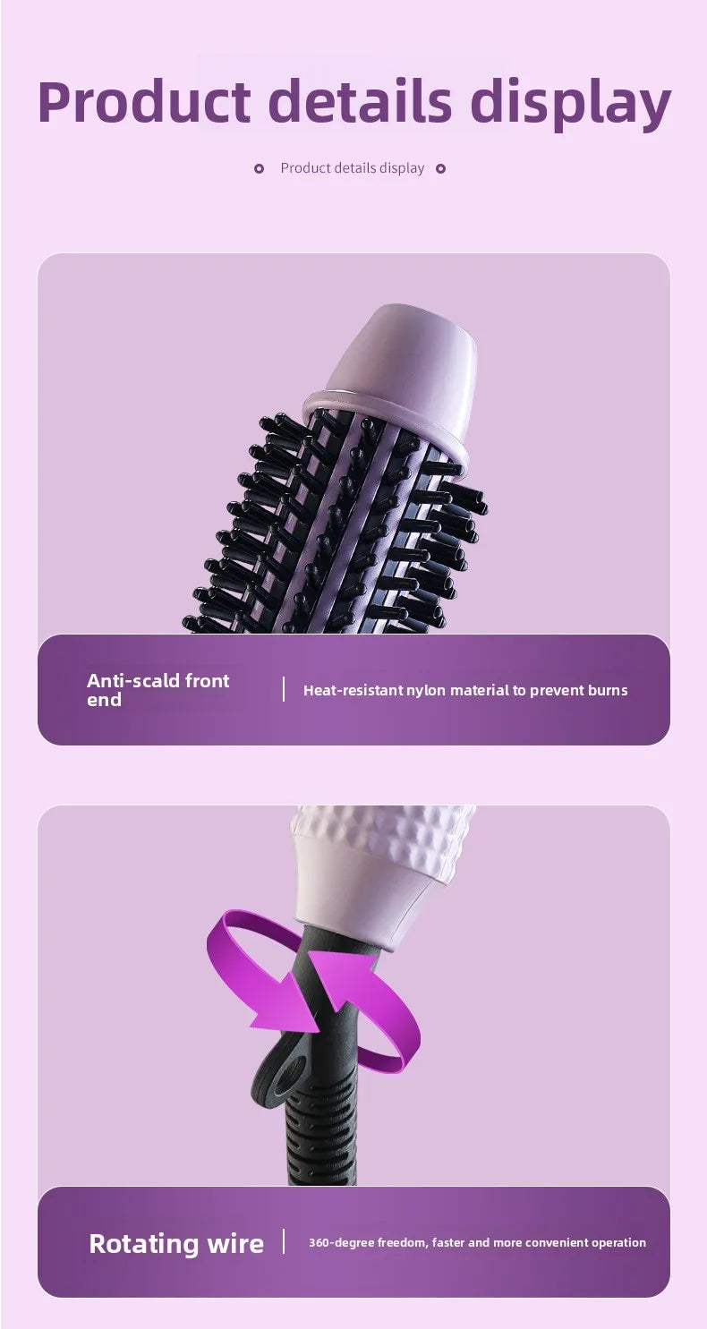 2-in-1 Thermal Round Brush, Curling Iron & Straightener