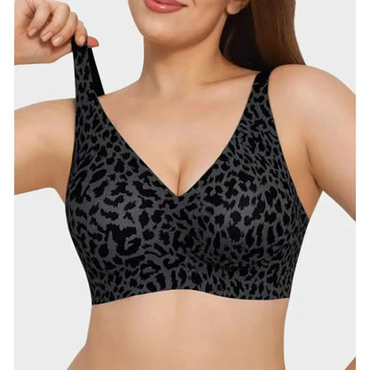 Seamless Wire-Free Full Cup Bra, Pink Leopard Print