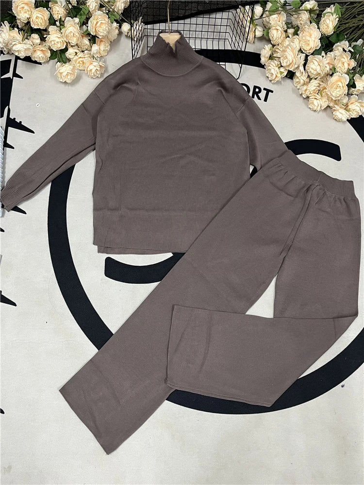 2 Pieces Women Sets Knitted Tracksuit