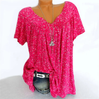 Spring fashion print short sleeve top