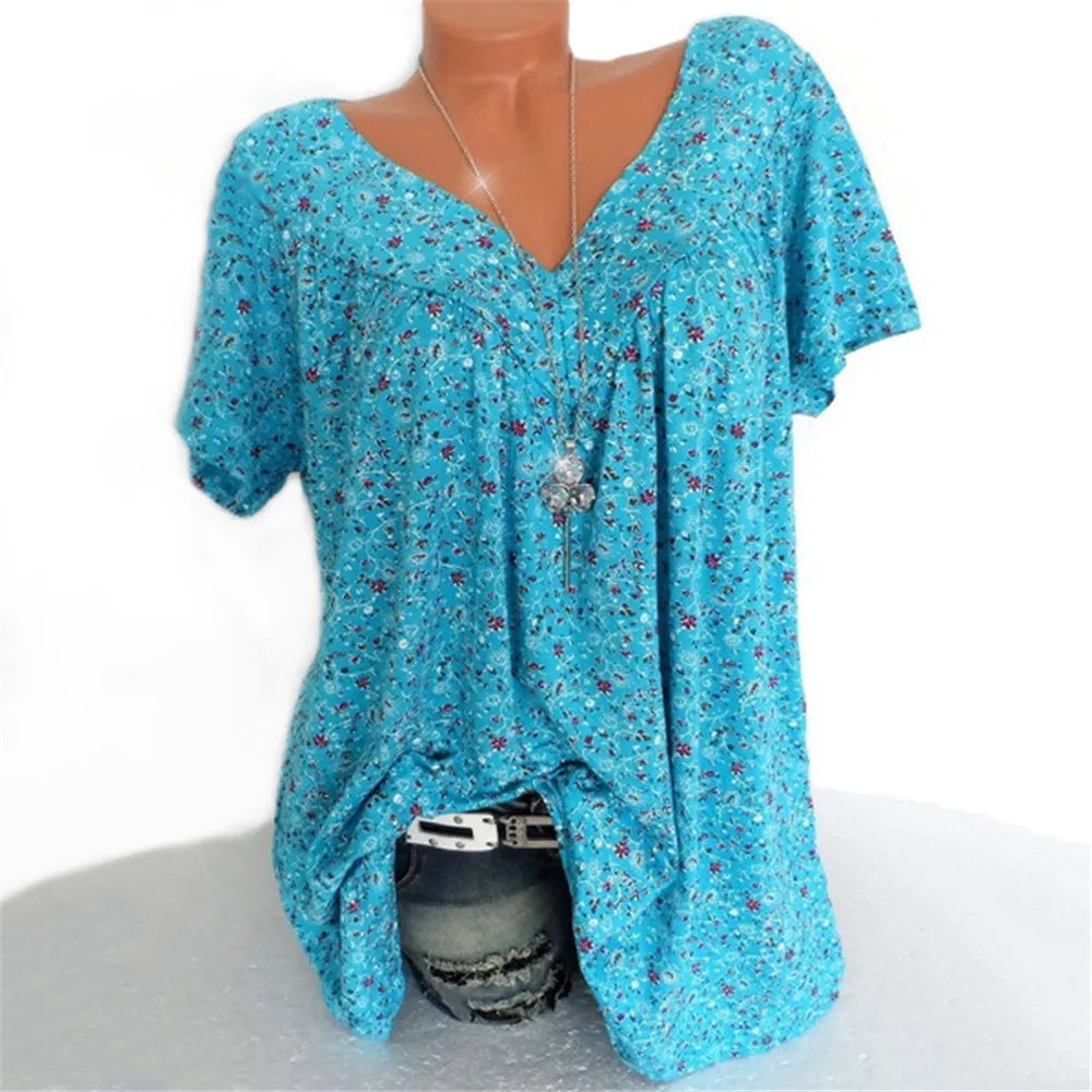 Spring fashion print short sleeve top