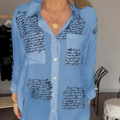 Letter Print Fashion Lapel Shirt