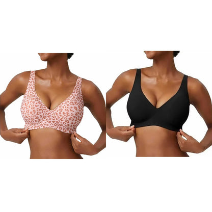 Seamless Wire-Free Full Cup Bra, Pink Leopard Print