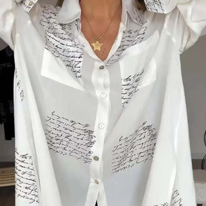 Letter Print Fashion Lapel Shirt