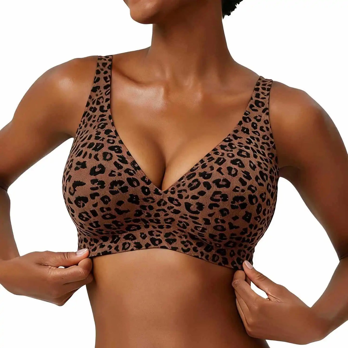 Seamless Wire-Free Full Cup Bra, Pink Leopard Print