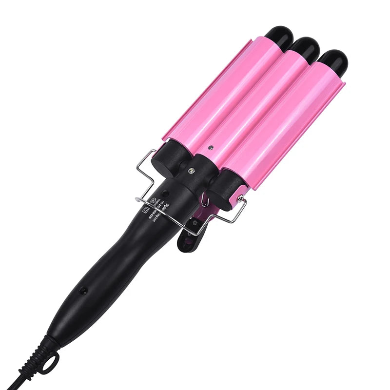 Electric Curling Iron — LCD Hair Styling Egg Roll Bar, Three-Barrel Water Ripple Waver