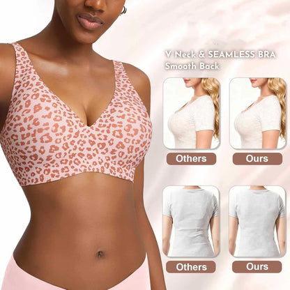 Seamless Wire-Free Full Cup Bra, Pink Leopard Print