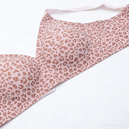 Seamless Wire-Free Full Cup Bra, Pink Leopard Print