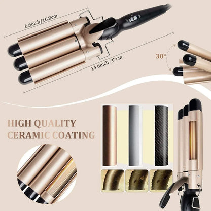 LCD temperature display on the ceramic tourmaline hair waver