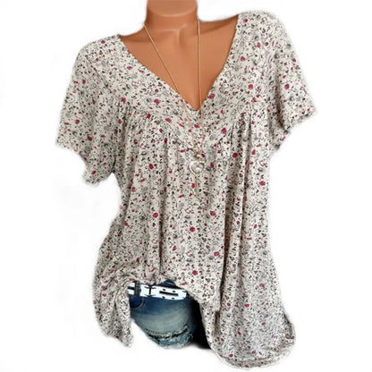 Spring fashion print short sleeve top