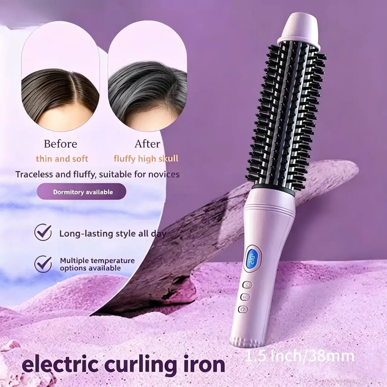 2-in-1 Thermal Round Brush, Curling Iron & Straightener